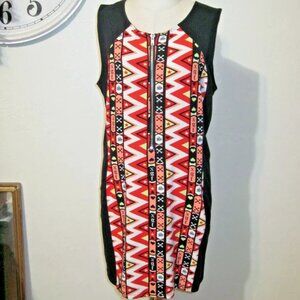 Eclectic H&M Divided Knit Bodycon Dress Black & Pink Neon Graffiti Print Large